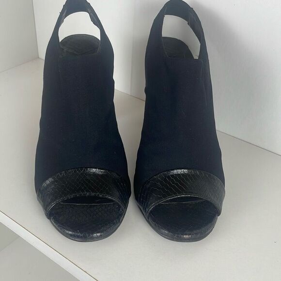 Donald J. Pliner Slingback Fabric and Leather Heeled Sandals 7 Black - Picture 3 of 15